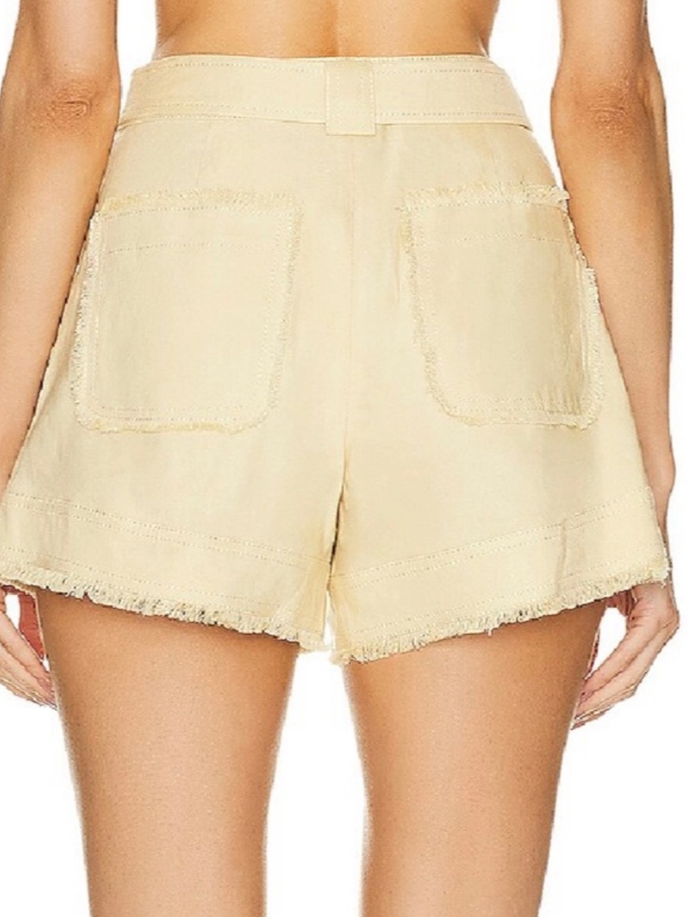 NEW JONATHAN SIMKHAI REVOLVE BEIGE HIGH-WAISTED SHORTS - Picture 8 of 11